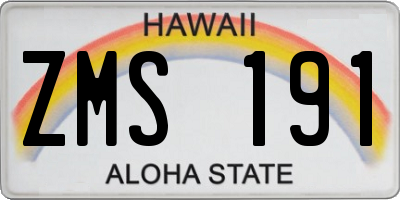 HI license plate ZMS191