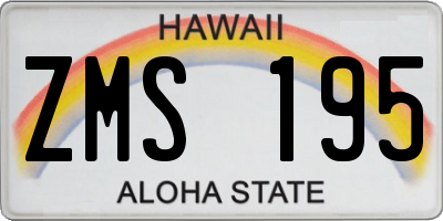 HI license plate ZMS195