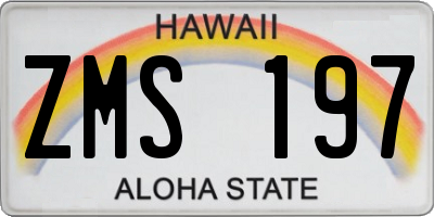 HI license plate ZMS197