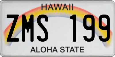 HI license plate ZMS199