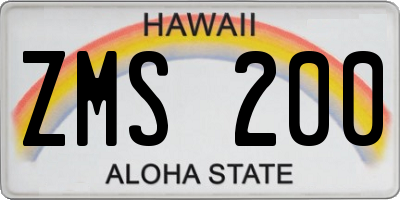 HI license plate ZMS200