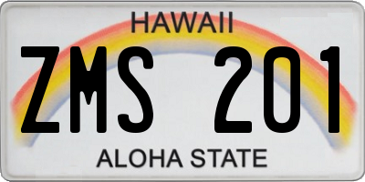 HI license plate ZMS201