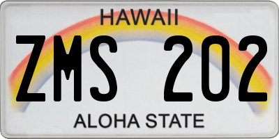 HI license plate ZMS202
