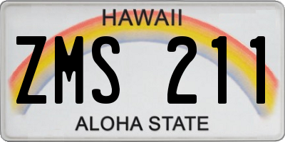 HI license plate ZMS211