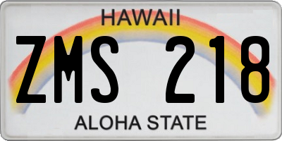 HI license plate ZMS218