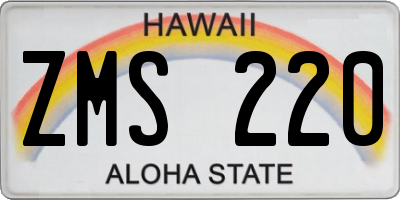 HI license plate ZMS220