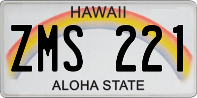 HI license plate ZMS221
