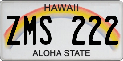 HI license plate ZMS222