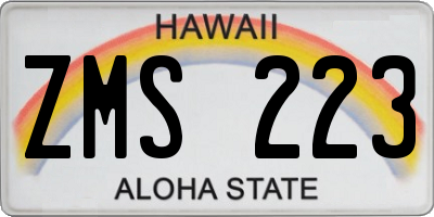 HI license plate ZMS223