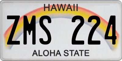HI license plate ZMS224