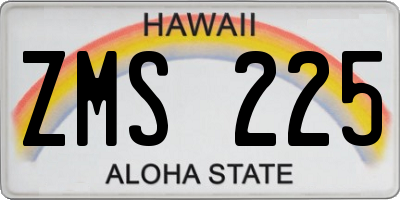 HI license plate ZMS225