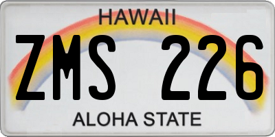 HI license plate ZMS226