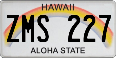 HI license plate ZMS227