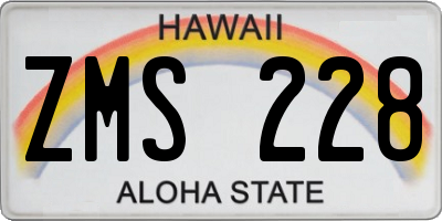 HI license plate ZMS228