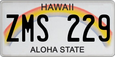 HI license plate ZMS229