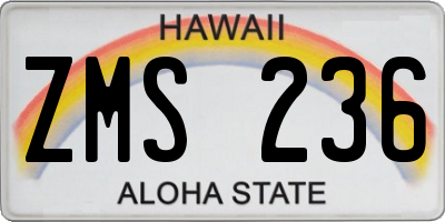 HI license plate ZMS236