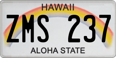 HI license plate ZMS237