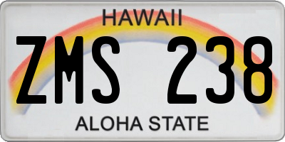 HI license plate ZMS238