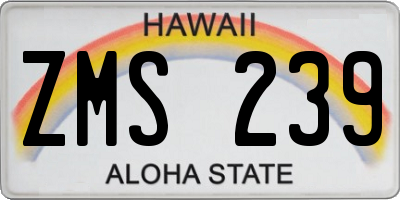 HI license plate ZMS239