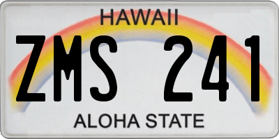 HI license plate ZMS241