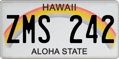 HI license plate ZMS242