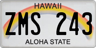 HI license plate ZMS243