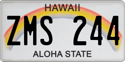 HI license plate ZMS244