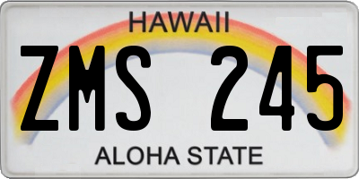 HI license plate ZMS245