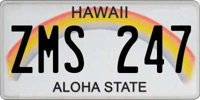 HI license plate ZMS247