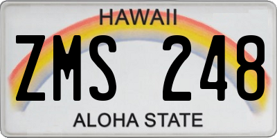HI license plate ZMS248