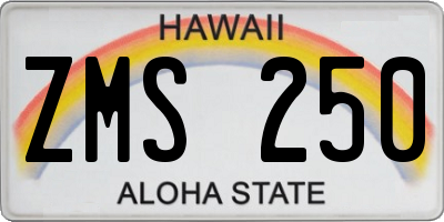 HI license plate ZMS250