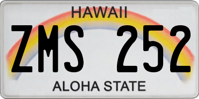 HI license plate ZMS252