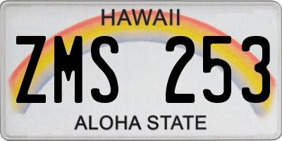 HI license plate ZMS253