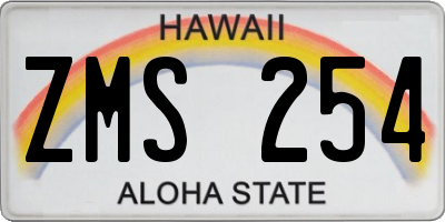 HI license plate ZMS254