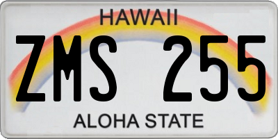 HI license plate ZMS255
