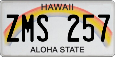 HI license plate ZMS257