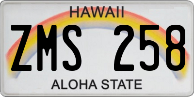 HI license plate ZMS258