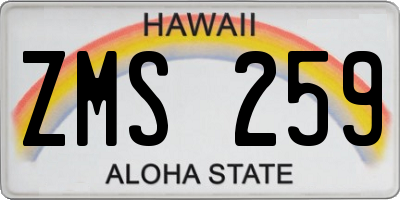 HI license plate ZMS259