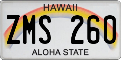 HI license plate ZMS260
