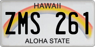 HI license plate ZMS261