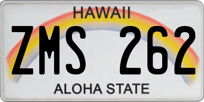 HI license plate ZMS262