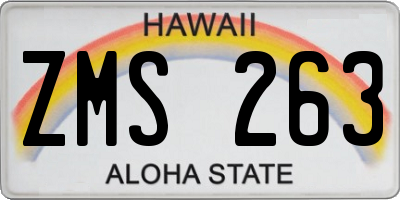 HI license plate ZMS263