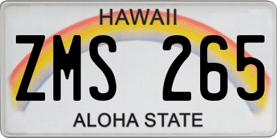 HI license plate ZMS265