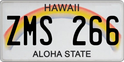 HI license plate ZMS266