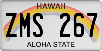 HI license plate ZMS267