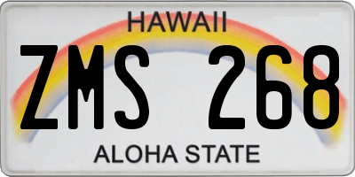 HI license plate ZMS268