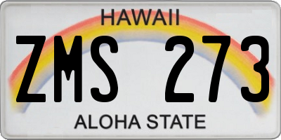 HI license plate ZMS273