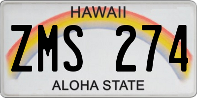 HI license plate ZMS274