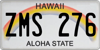 HI license plate ZMS276