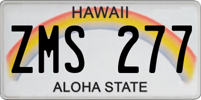 HI license plate ZMS277